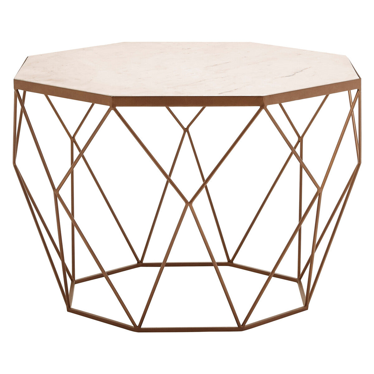 Shalimar White Marble Octagonal Coffee Table with Gold Finish Base