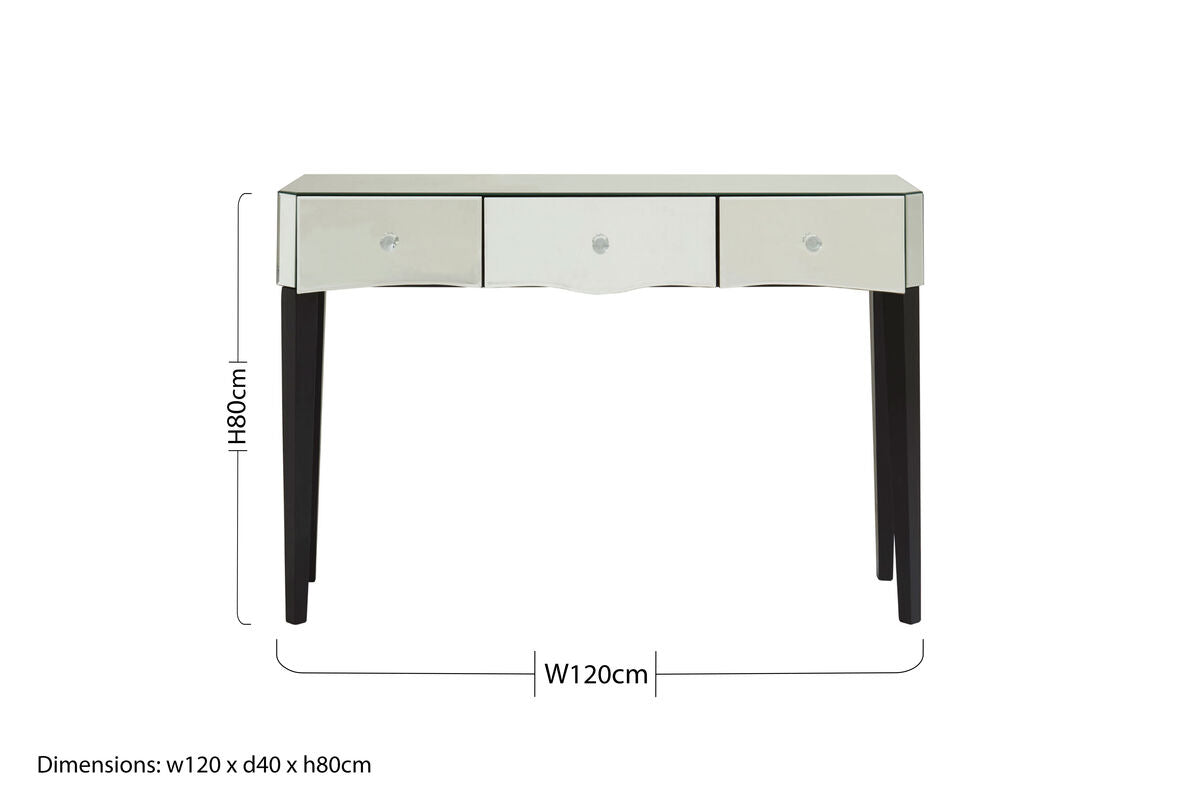 Gabriella Mirrored 3 Drawer Console Table