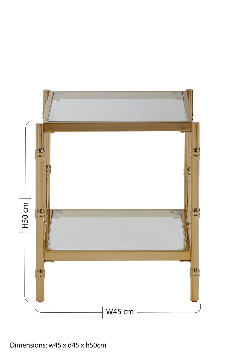 Kensington Townhouse Gold Finish 2 Tier Square Side Table