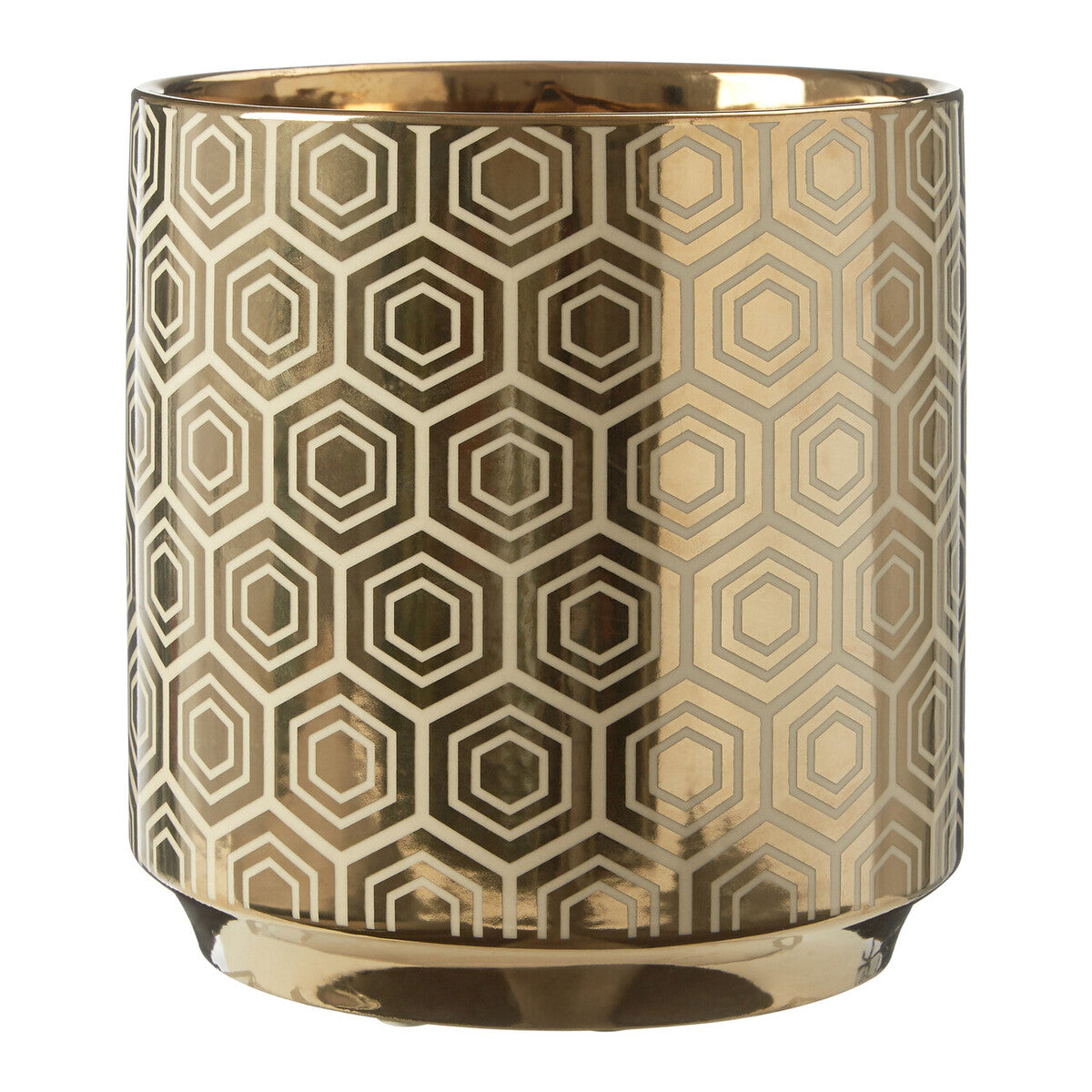 Small Gold and Cream Ceramic  Planter | Hexa