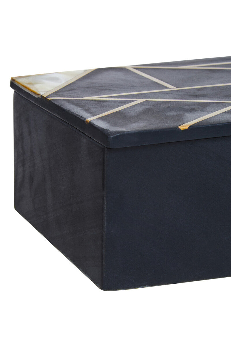 Large Black Slate with Mother of Pearl Inlay Trinket Box | Oriana