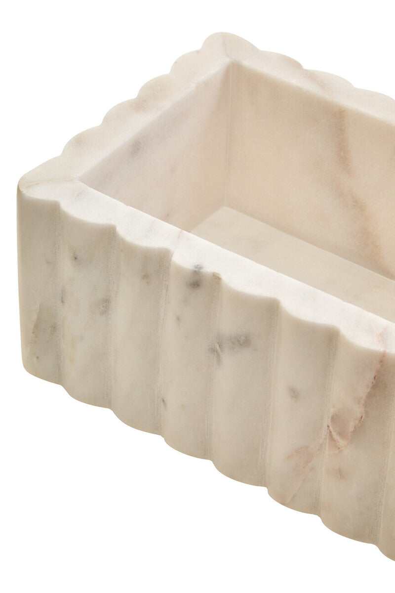 Rectangular White Fluted Marble Box | Savio