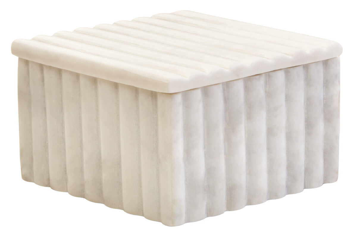 Square White Fluted Marble Box | Savio