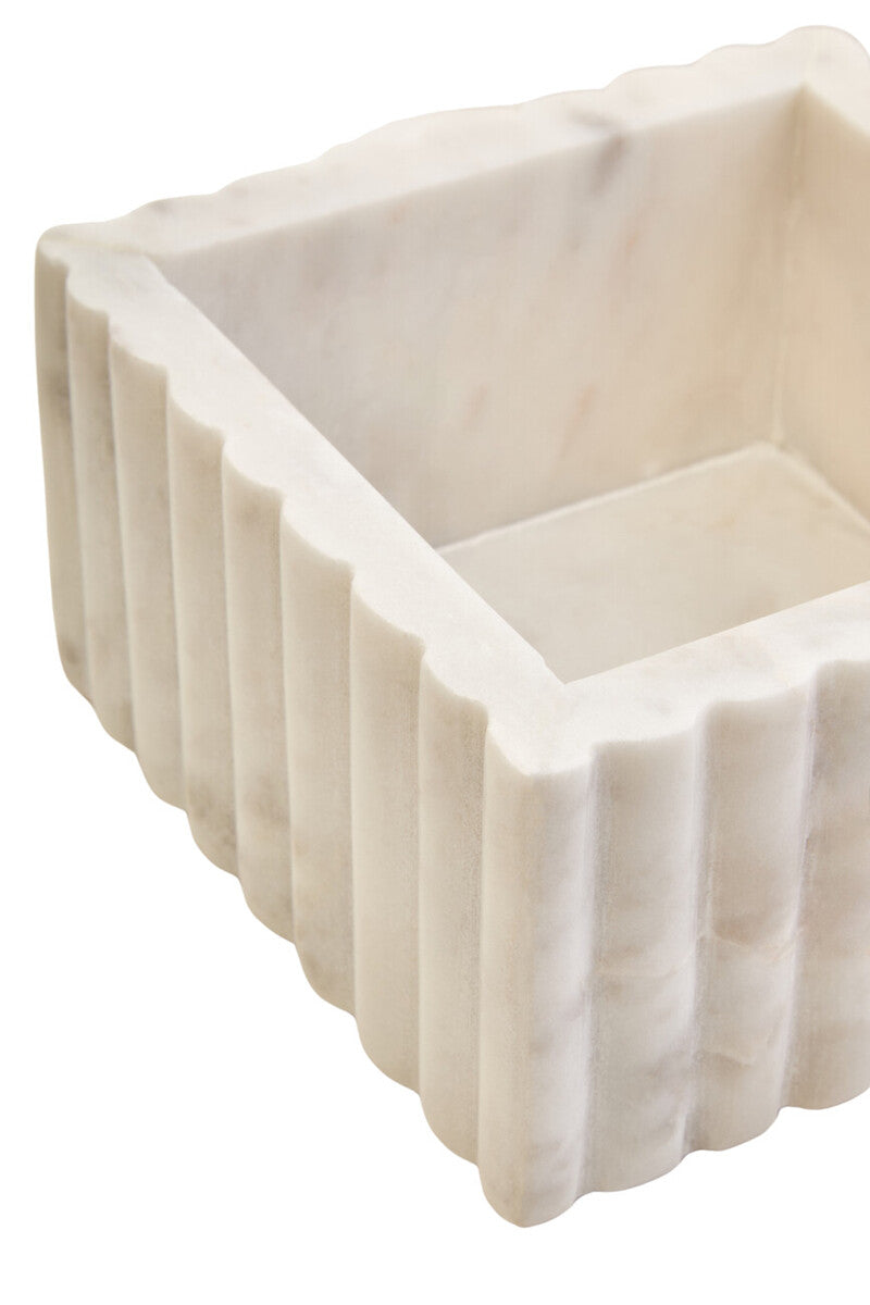 Square White Fluted Marble Box | Savio