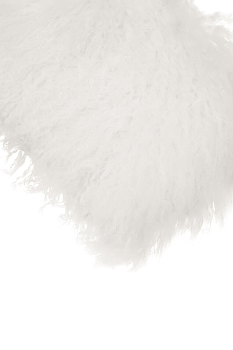 Bosie Real Fur White Rectangular Cushion | Mongolian