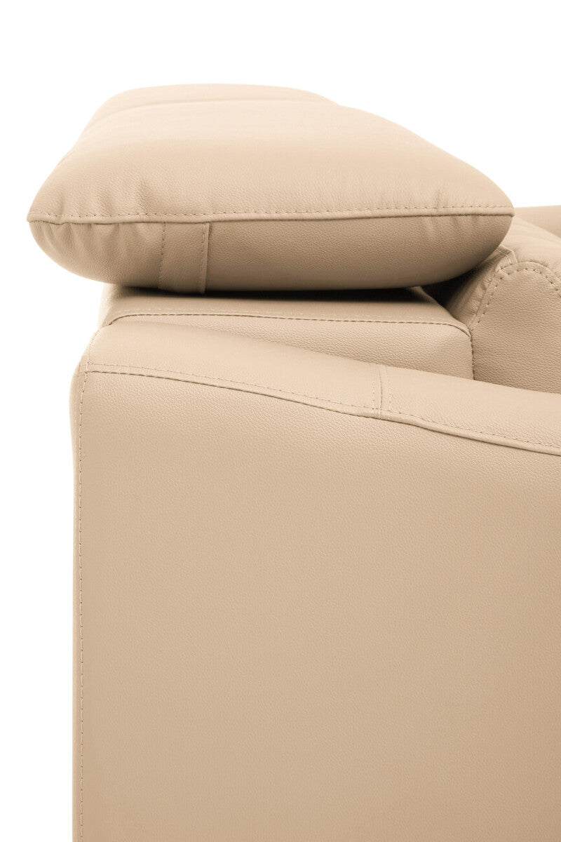 Padua Stone Leather 3 Seater Sofa with Adjustable Headrests