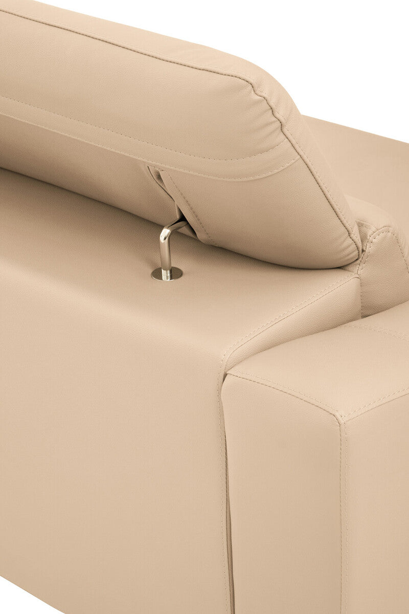 Padua Stone Leather 3 Seater Sofa with Adjustable Headrests