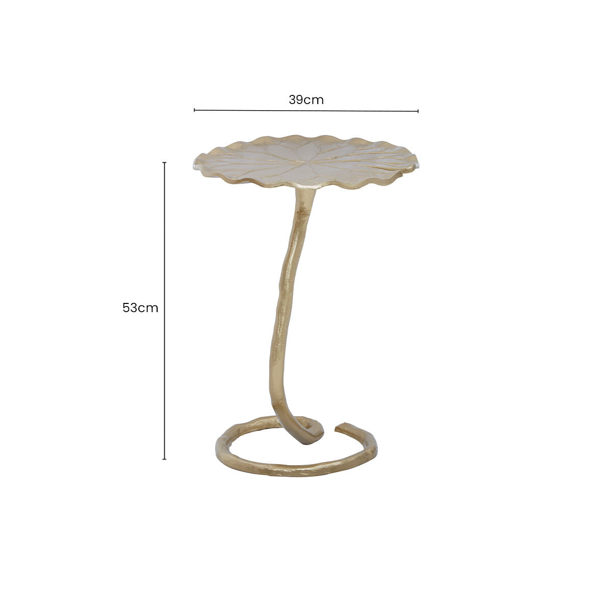 Inventivo Gold Finish Flower Design Side Table