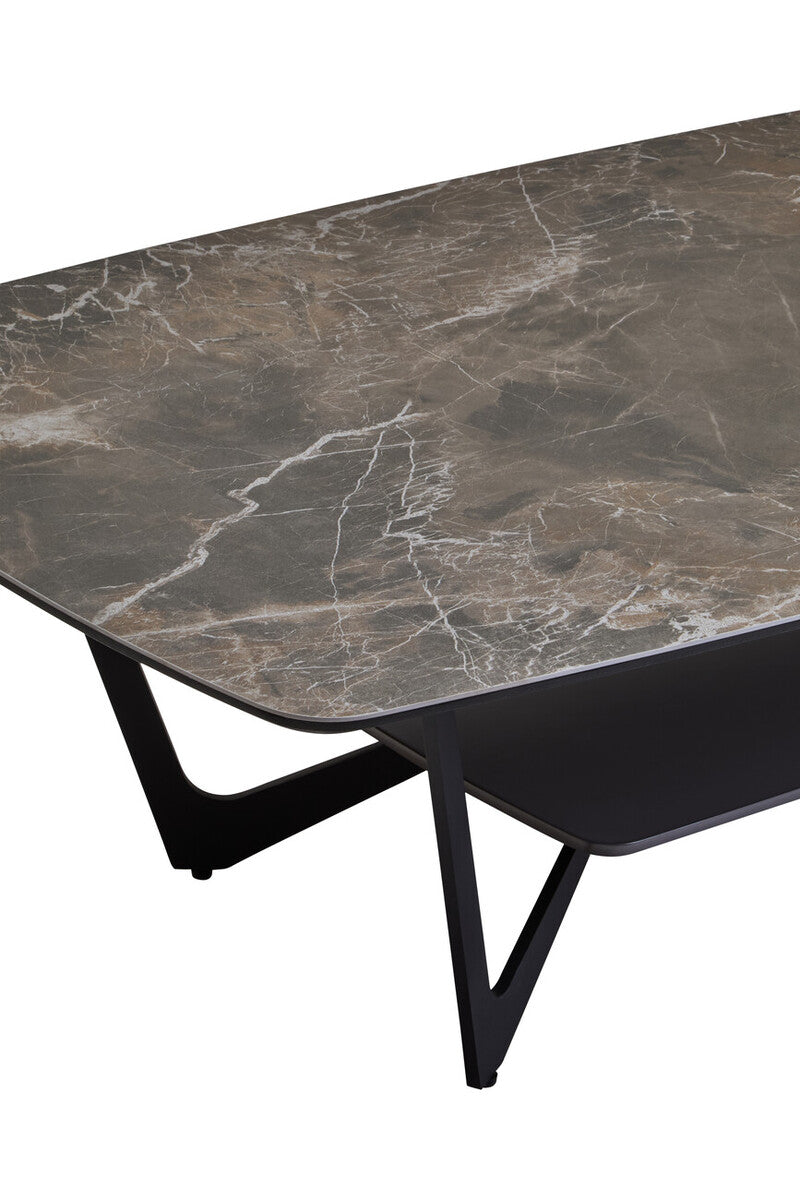 Imperia Grey Marble Effect Ceramic Rectangular Coffee Table