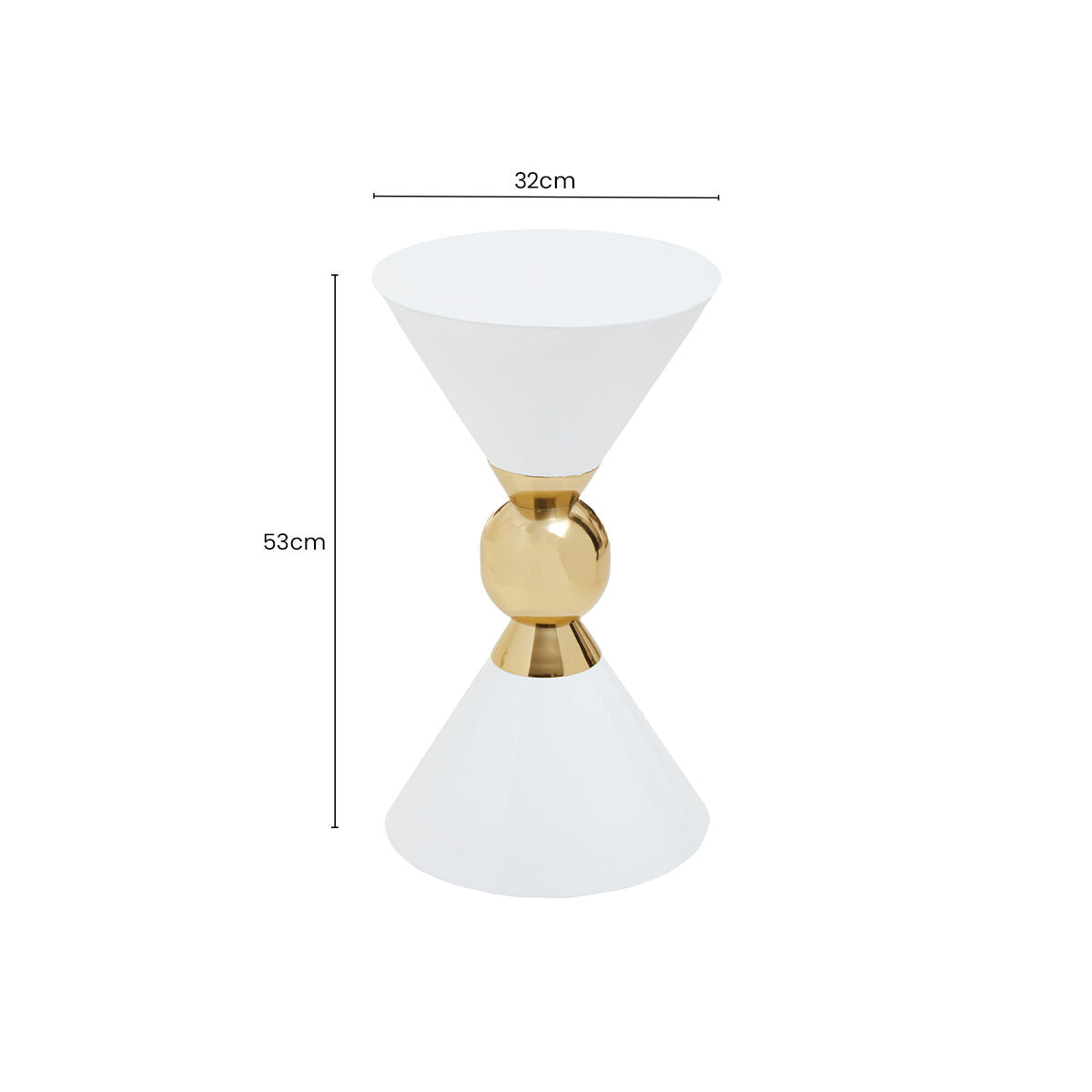 Jaipur White and Gold Finish Hourglass Side Table