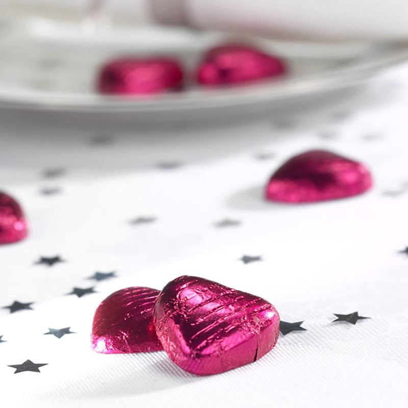 Hot Pink Foil Chocolate Hearts (1kg)