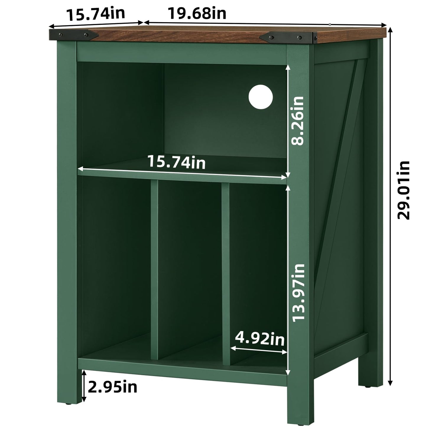 LELELINKY Record Player Stand with Vinyl Record Storage, Green