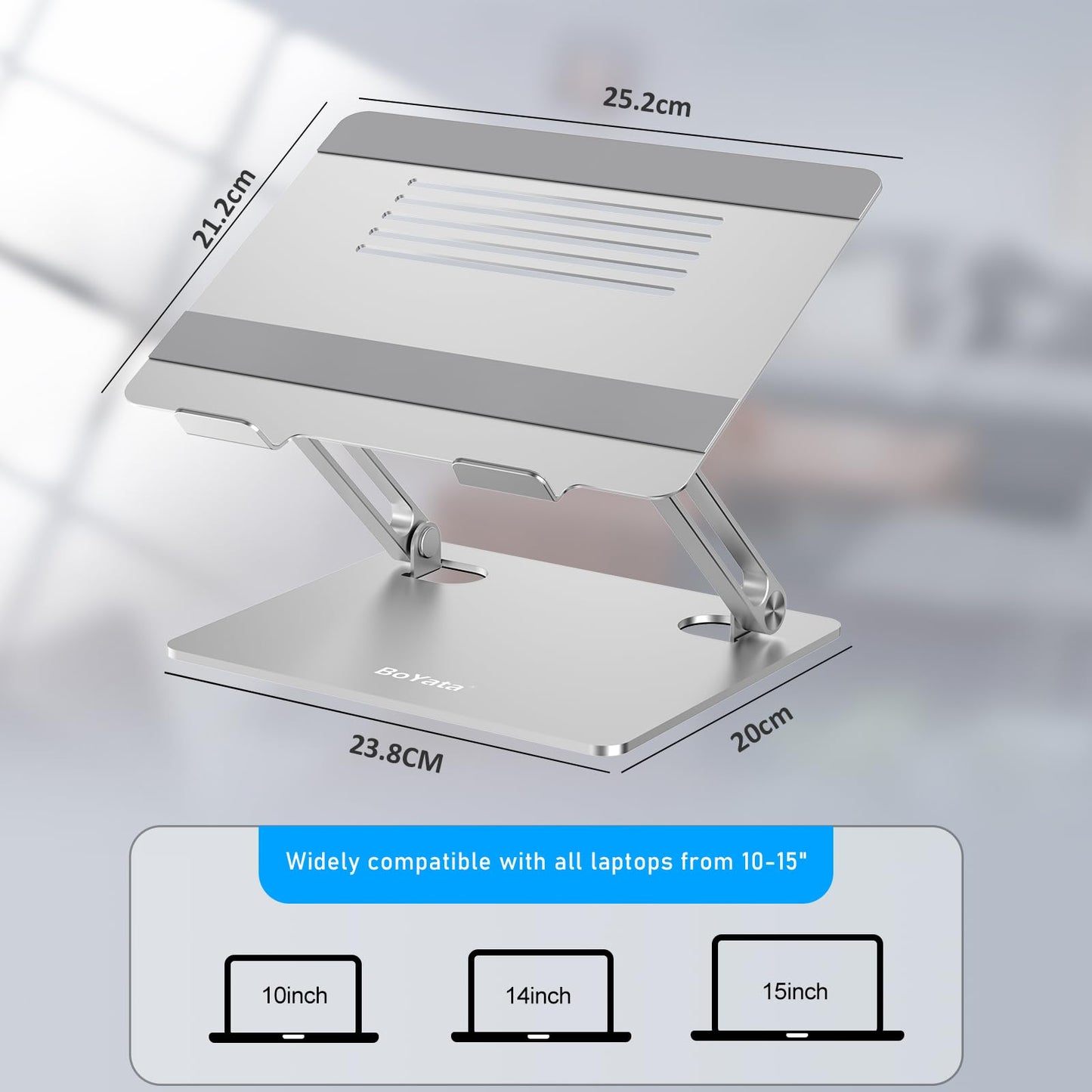BoYata Laptop Stand, Multi-Angle Adjustable Laptop Riser with Heat-Vent