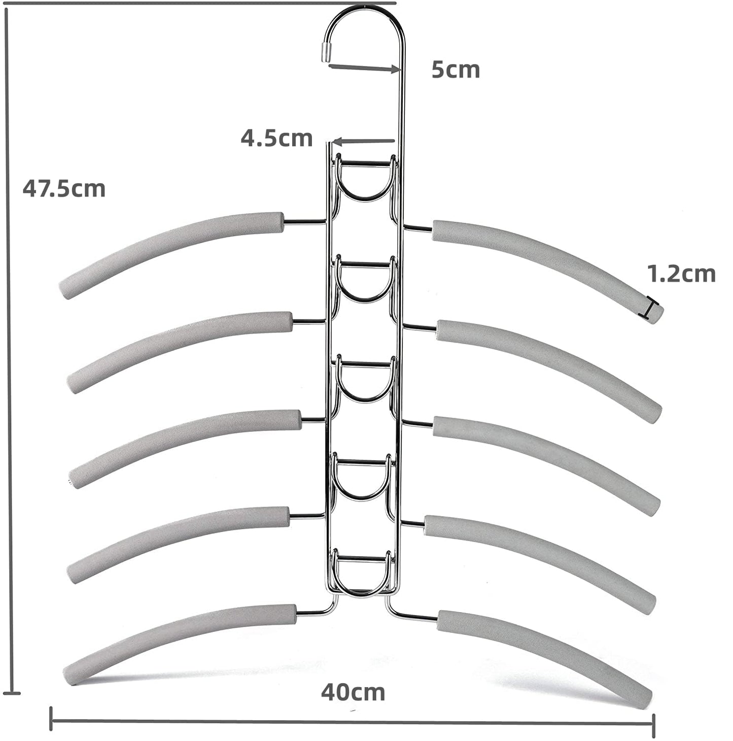 Amber Home 2pcs Multi Layer Metal Coat Hanger with Sponge (1 Fixed Hook)