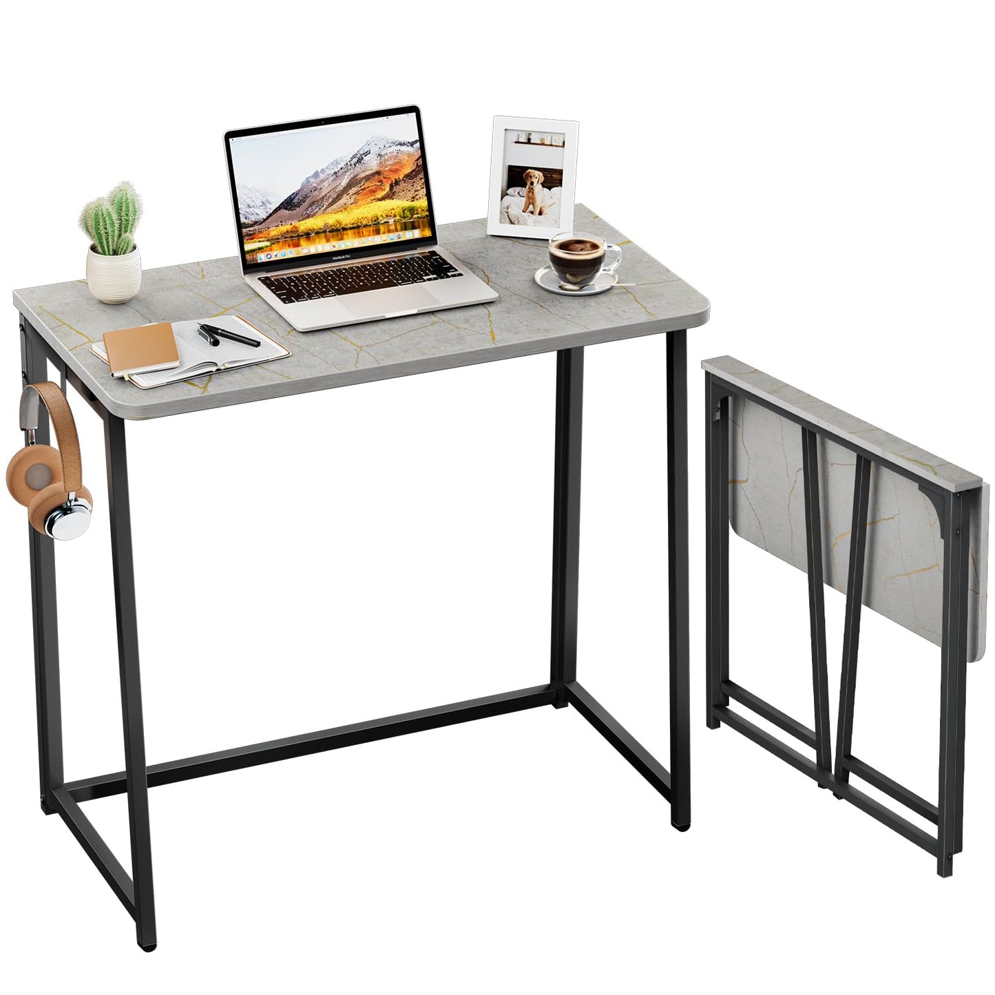 WOHOMO Small Foldable Computer Desk Writing Study Table, Grey