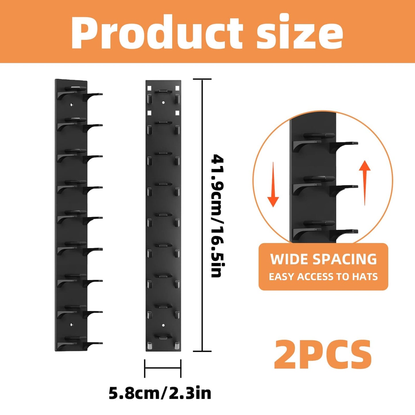 2 Pack Hat Organizer for Baseball Caps, Multilayer Storage Display Holder