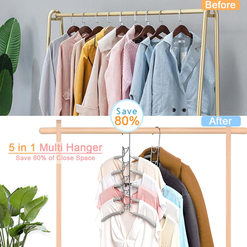 Amber Home 2pcs Multi Layer Metal Coat Hanger with Sponge (1 Fixed Hook)