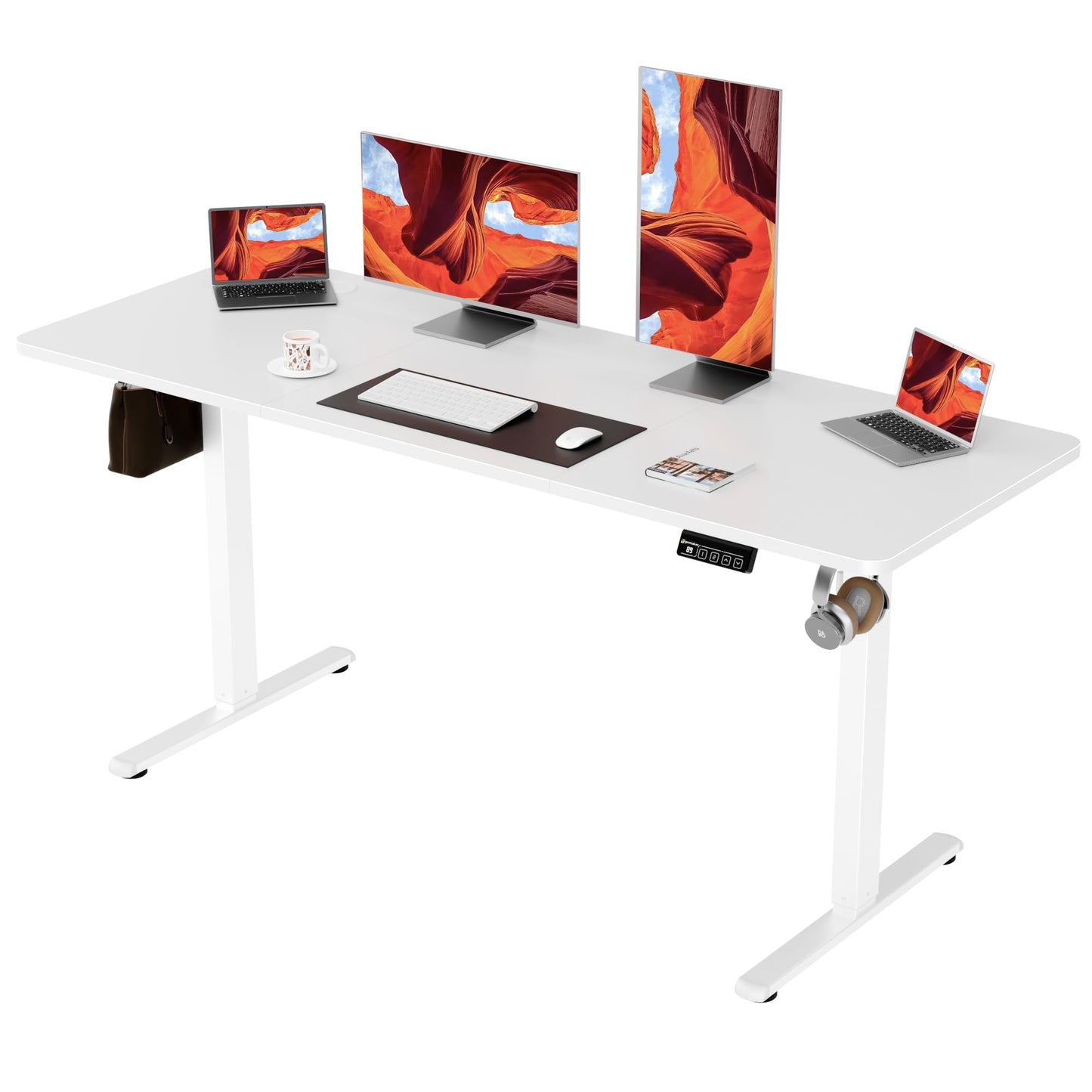 ERGOMAKER Electric Standing Desk 160x60cm, 2 Memory Presets, White
