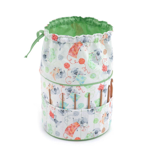 Hobby Gift 'Knitting Sheep' Drawstring Crochet Bag - Filled with Bamboo Crochet Hooks! 20 x 20 x 25cm (d/w/h)