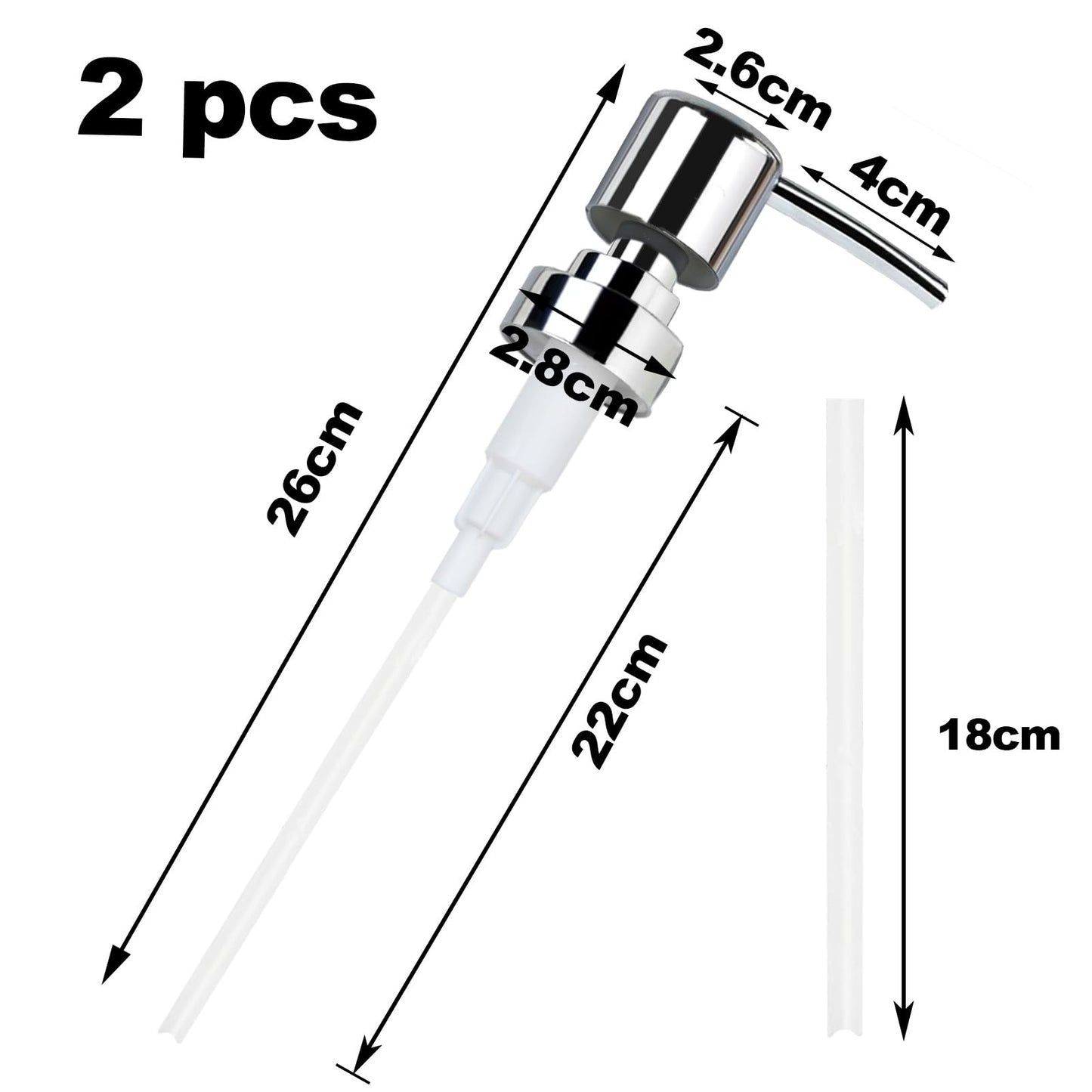 2Pcs Bathroom Soap Dispenser,Replacement Pump,28mm Thread,ABS,Bright Silver