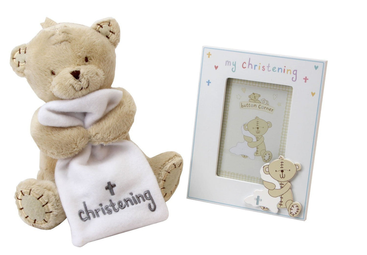 Button Corner MDF Frame & Plush Teddy 17cm (CG1012)