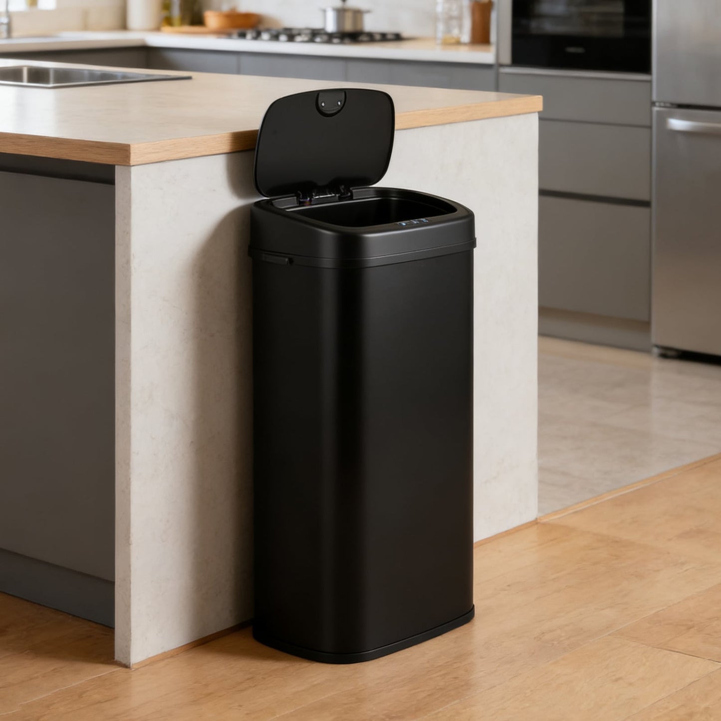 68L Trash Can with Dual-Zone Design Automatic Touchless Garbage Can-Black