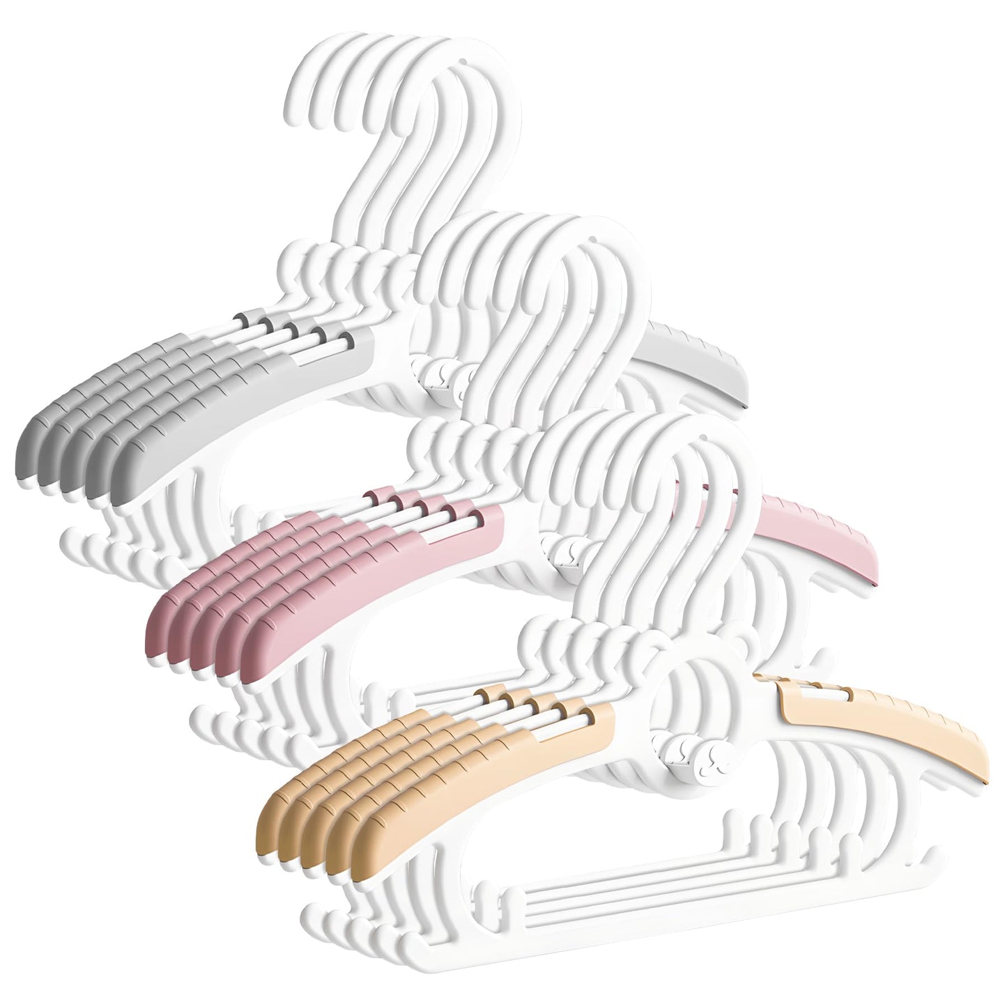 Vivikivi 15 Pack Adjustable Kids Clothes Hangers, Stackable, Space Saving