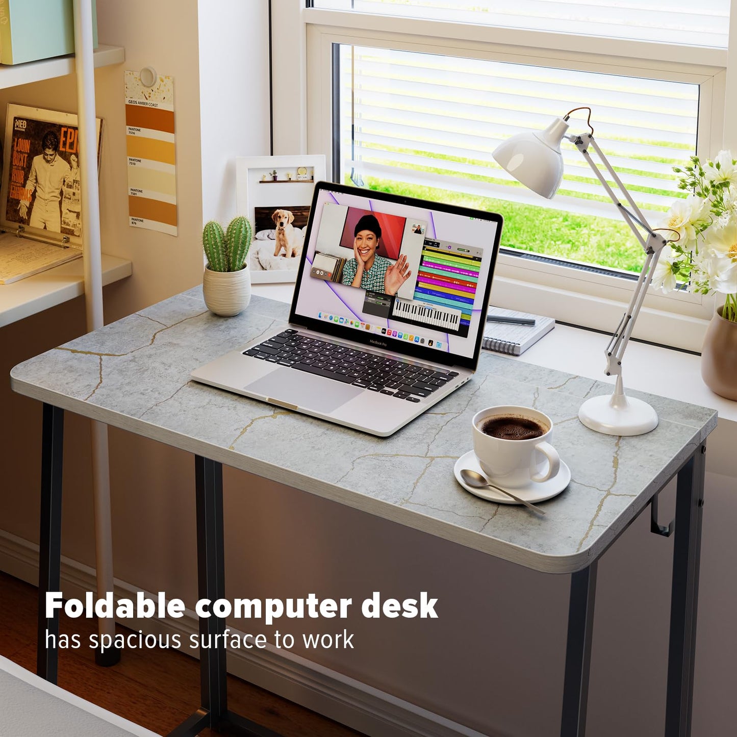 WOHOMO Small Foldable Computer Desk Writing Study Table, Grey