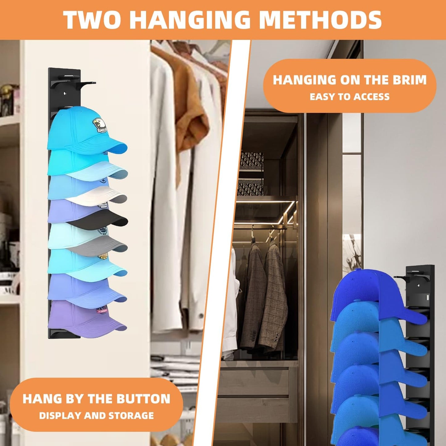 2 Pack Hat Organizer for Baseball Caps, Multilayer Storage Display Holder