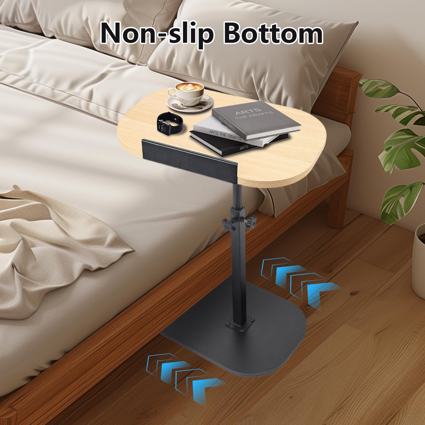 YYW Side Table TV Tray For Couch, Height Adjustable C Shaped Table