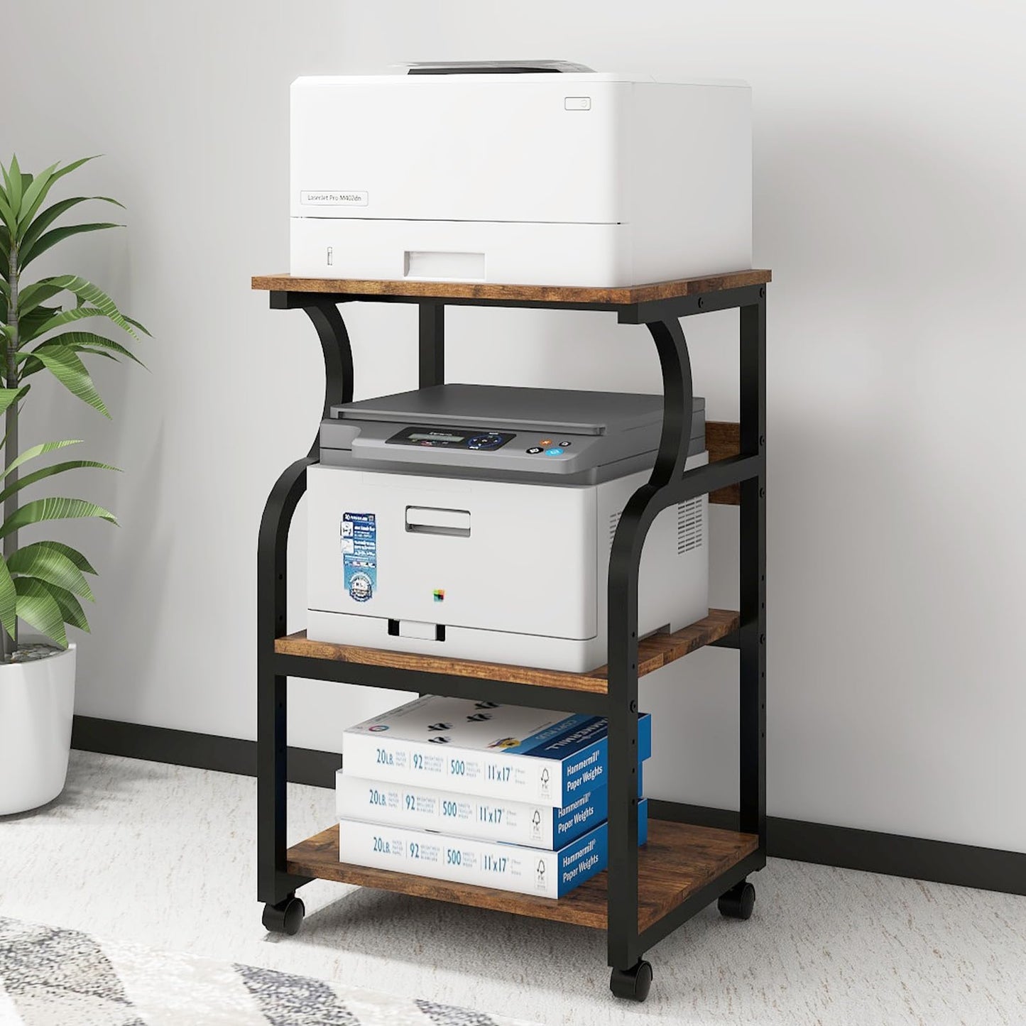 PUNCIA 50x40x73cm Large Printer Stand, Storage Unit with Adjustable Shelf