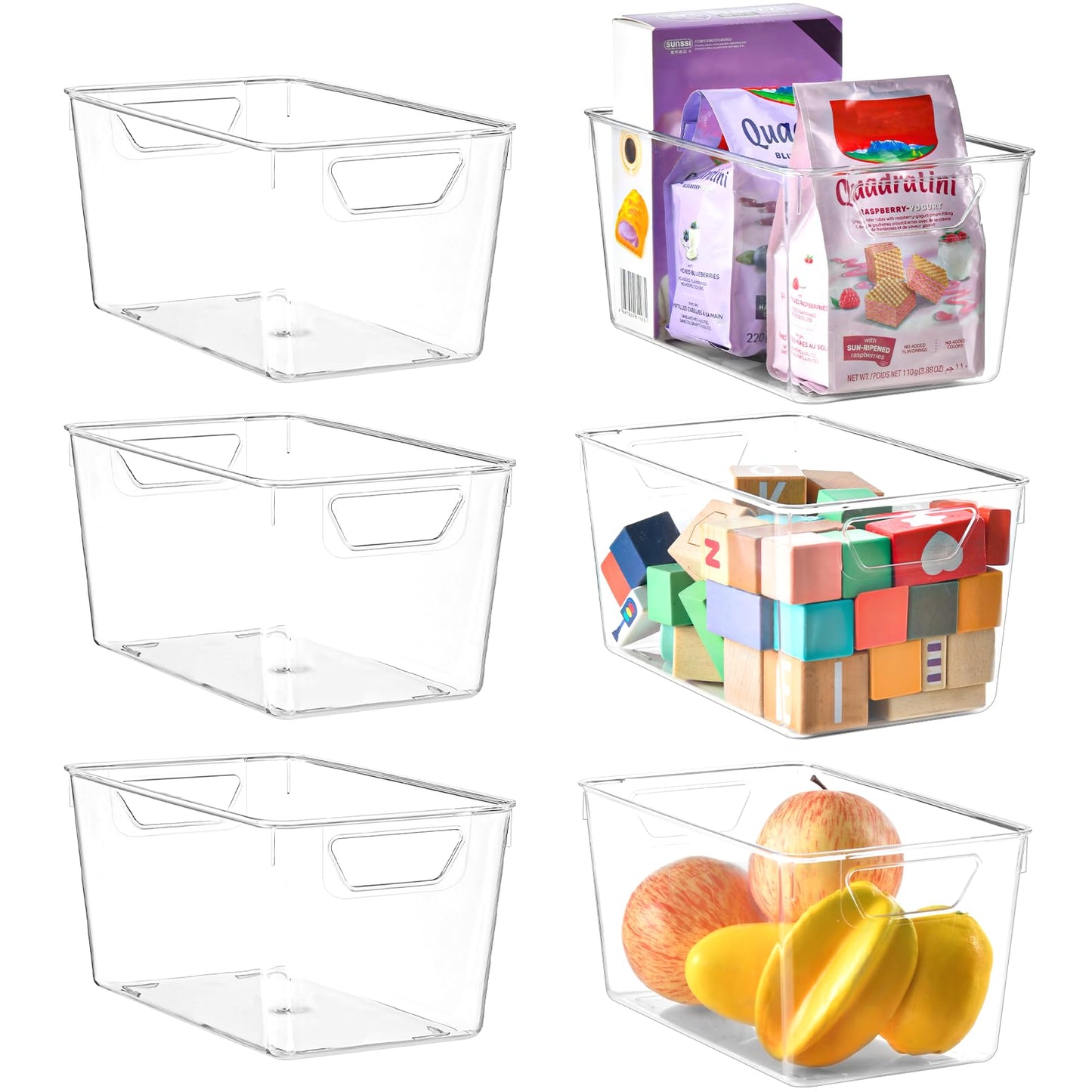Stebopum 6 Pack Plastic Storage Box for Kitchen Cupboard Organiser