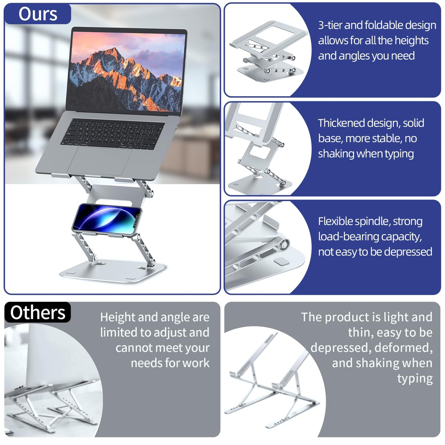 Laptop Stand for Desk Foldable Computer Riser with Heat-Vent