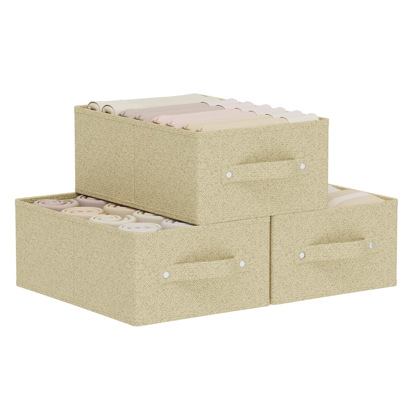 ENUMAIL Washable Open Storage Bins,Grey and Beige,33x23x14cm,3 Pack