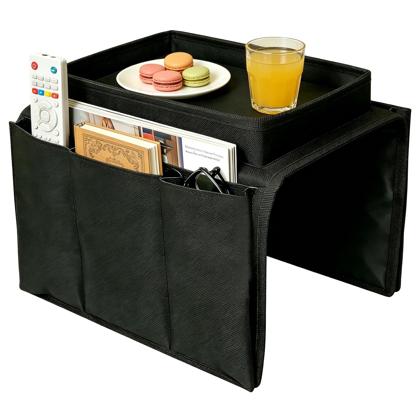 Wrbugukeji Sofa Armrest Organizer, Sofa Candy Organizer with Tray(Black)