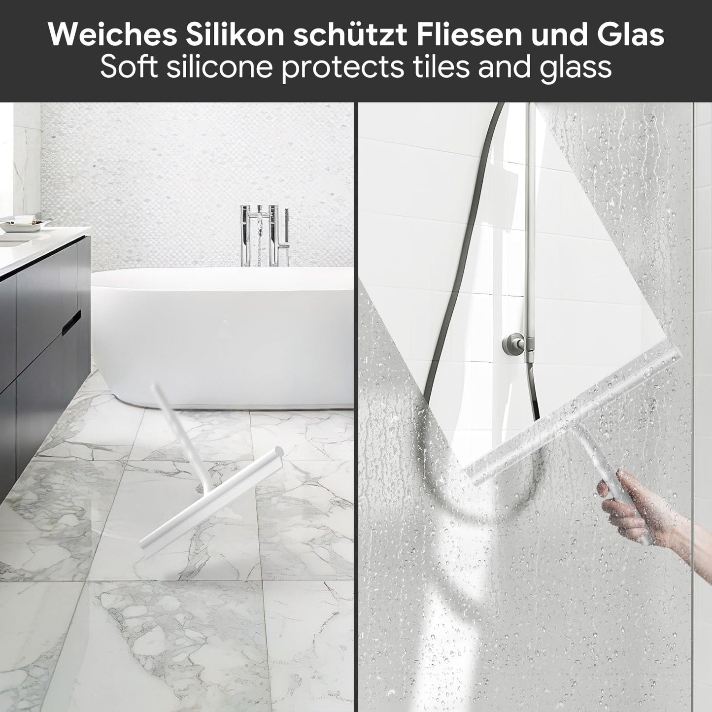 Silicone Shower Squeegee Shower Screen Wiper 13in / 33cm White