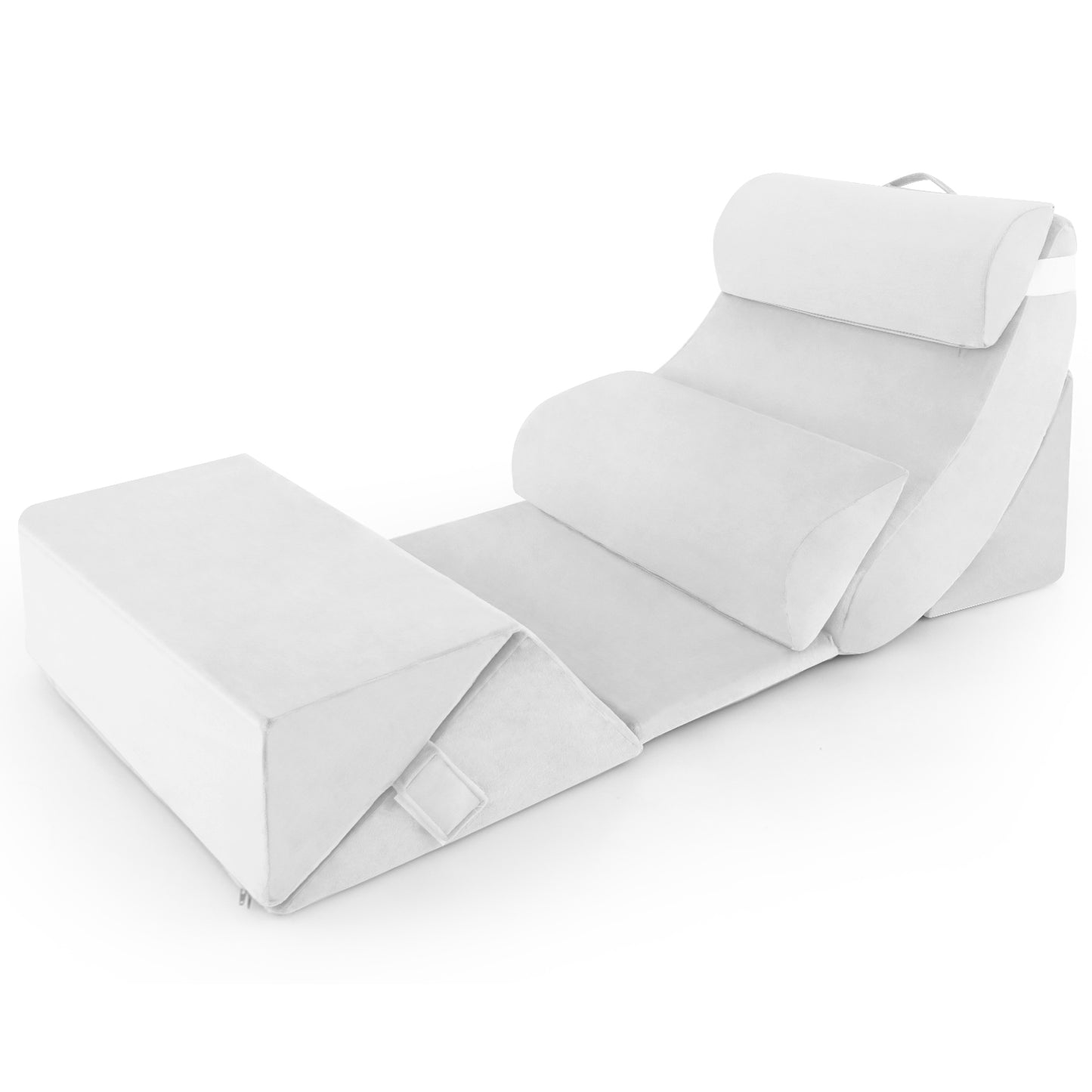 7 PCS Adjustable Support Pillow Set Bed Wedge Pillows with Memory Foam-Grey