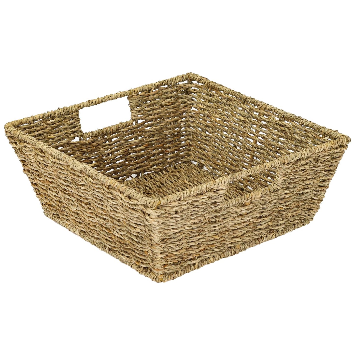 HMF Empty Gift Basket, Storage Basket, Braided Seagrass, Rectangular, 30 x 30 x 12 cm