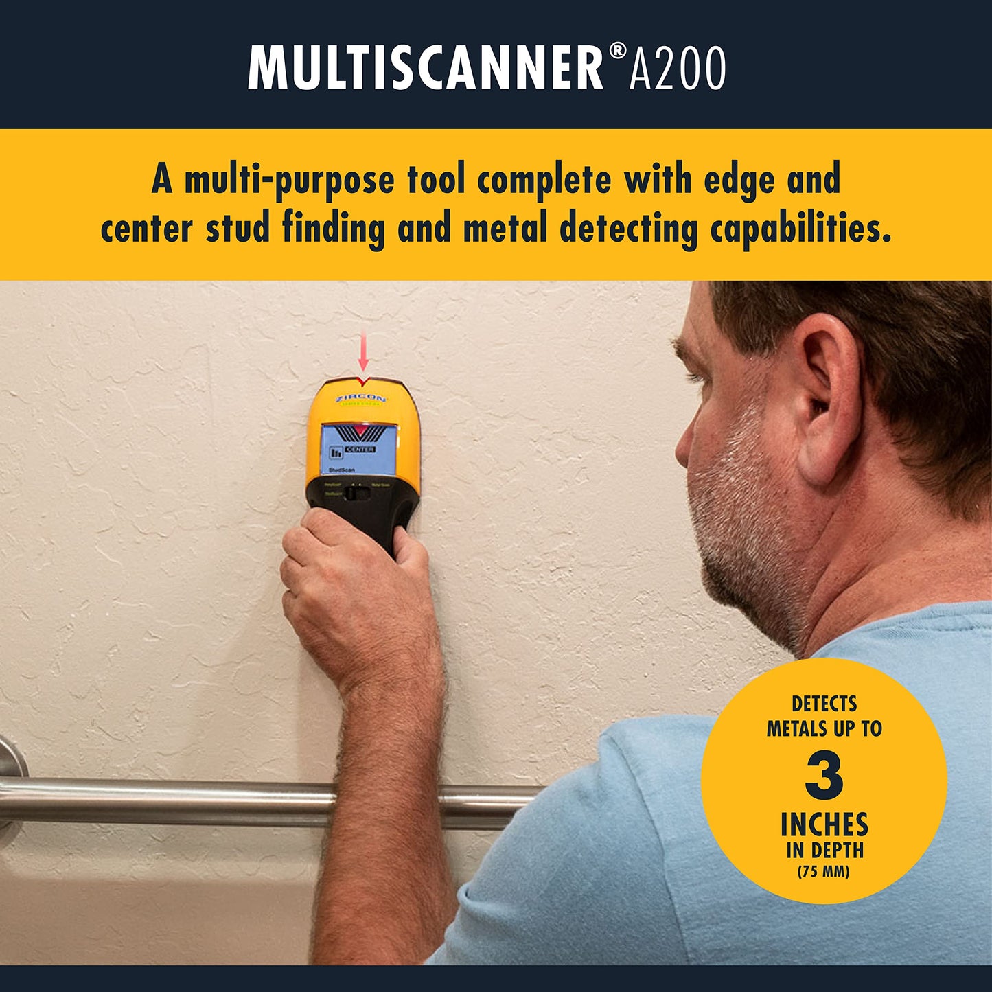 Zircon Multiscanner A200 Electronic Wall Scanner/Metal Detector/Live AC Wire Detection With SpotLite Pointer