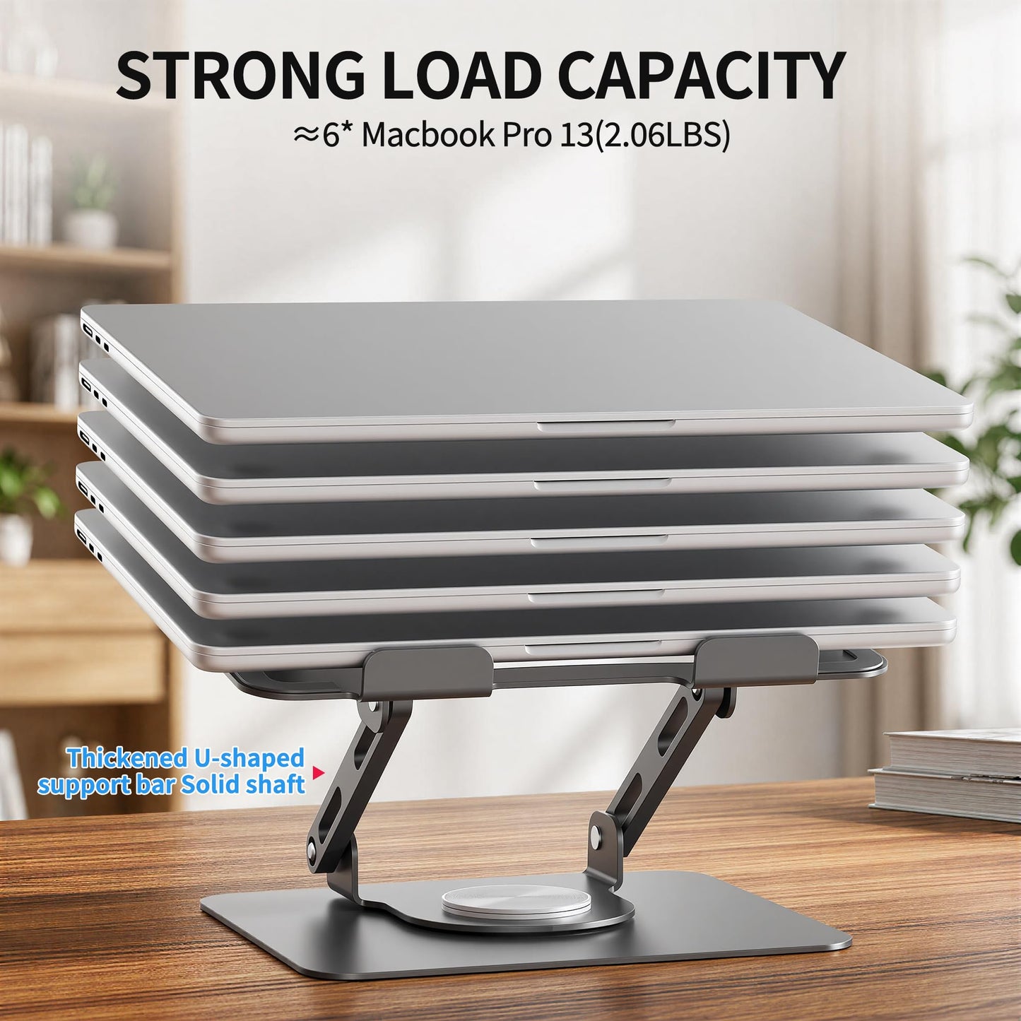 SOUNDANCE 360 Rotating Laptop Stand, Adjustable Riser,10-17", Silver Grey