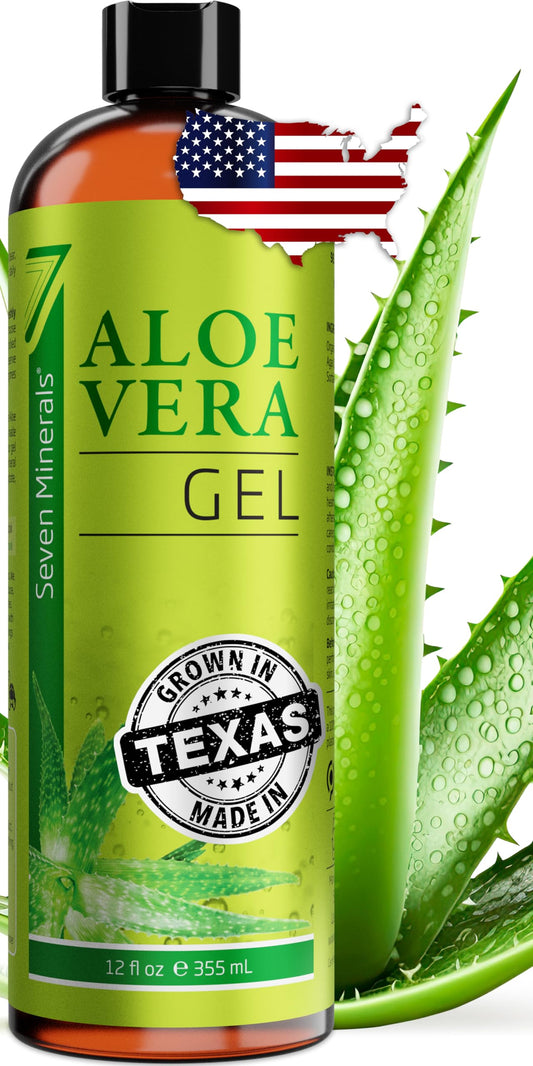 Seven Minerals Organic Aloe Vera Gel with 100% Pure Aloe from Freshly Cut Aloe - NO ACRYLATES & CROSSPOLYMERS, so it absorbs rapidly with No sticky