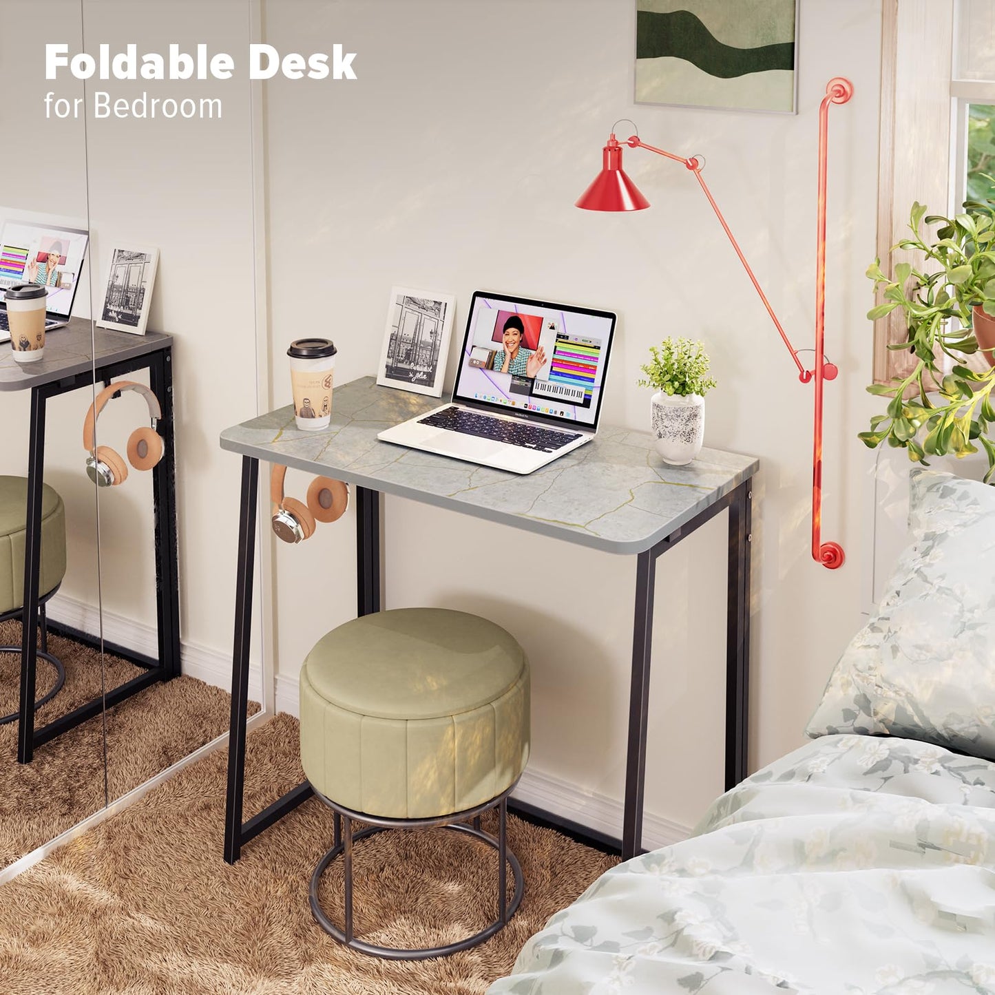 WOHOMO Small Foldable Computer Desk Writing Study Table, Grey