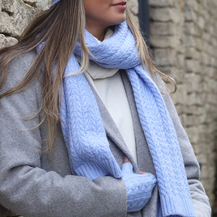 Recycled Yarn Herringbone Knit Scarf