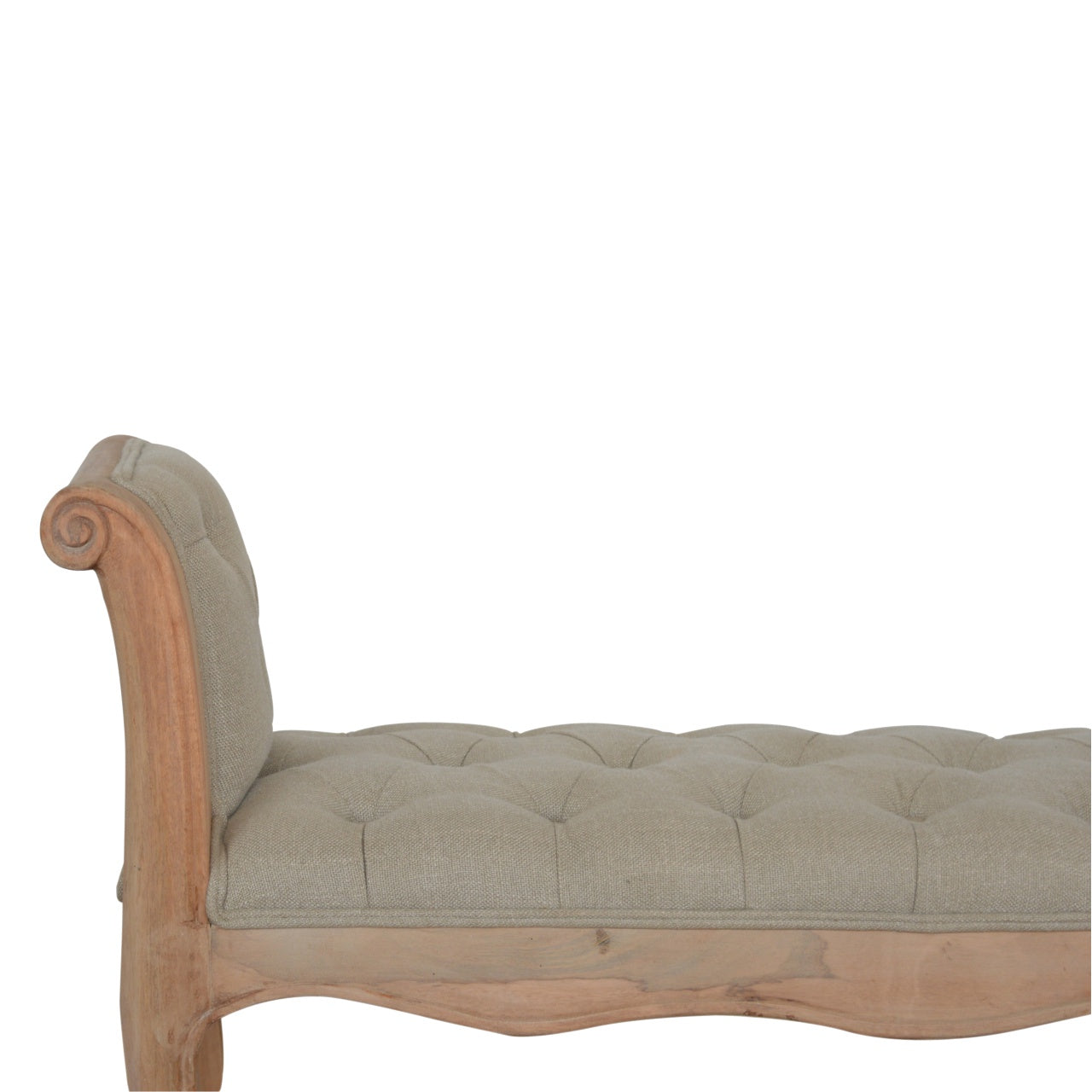 Carved French Style Mud Linen Bench | Hand-Carved