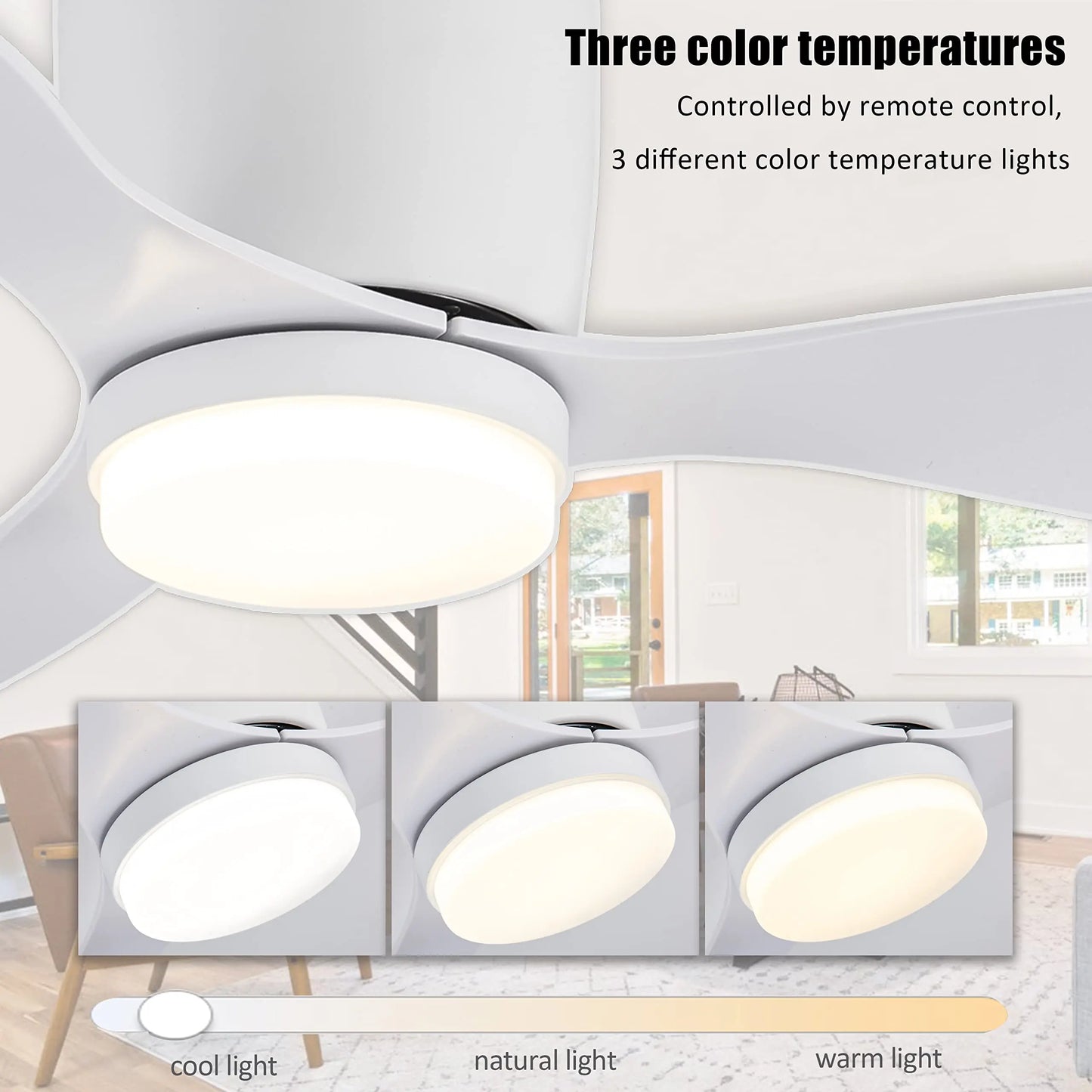 Ceiling Fan With Light, 6-speed choice, Reversible DC motor