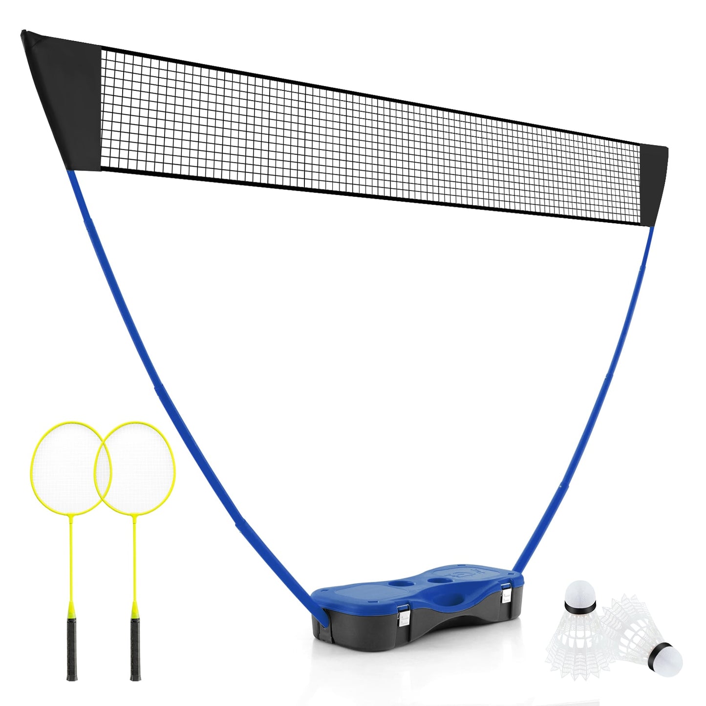 All-In-One Portable Badminton Net Set with Storage Base-Black