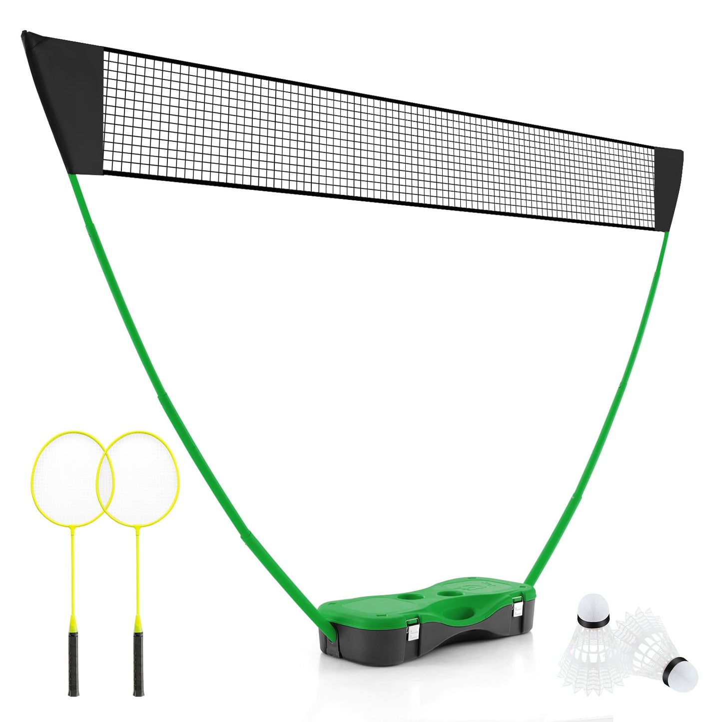 All-In-One Portable Badminton Net Set with Storage Base-Black