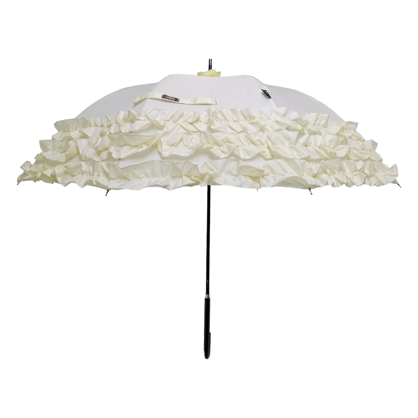Boutique Triple Frill Stick Auto Umbrella  Beige