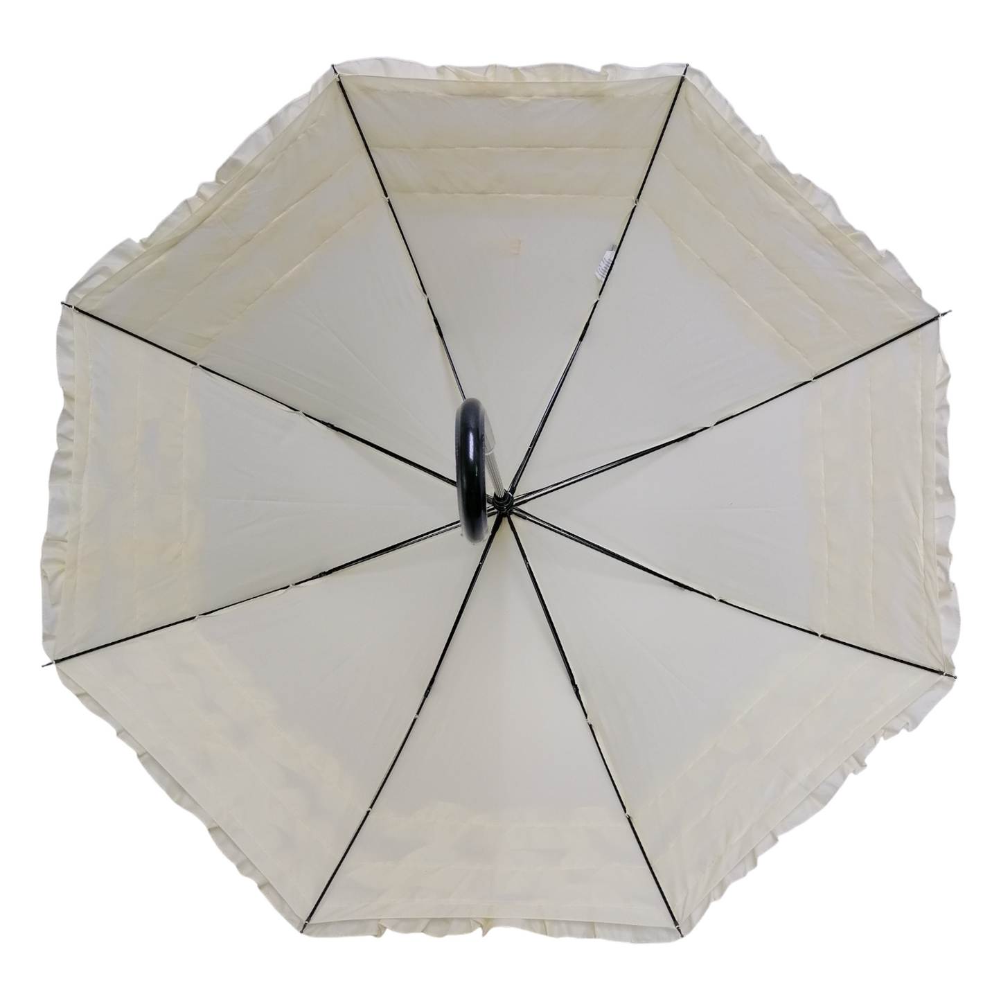 Boutique Triple Frill Stick Auto Umbrella  Beige