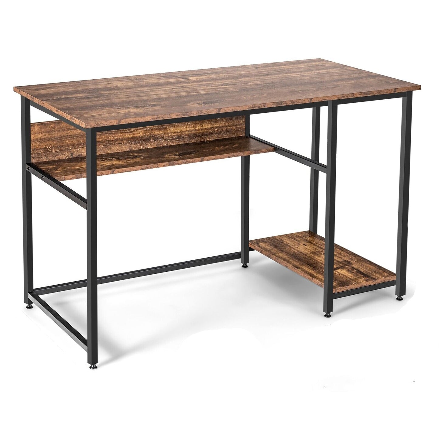 Industrial Computer Desk with Storage Shelf and CPU Stand-Black